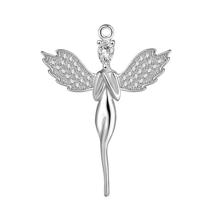 

PJ884 925 Sterling Silver Women Angel Necklace Pendant(White Gold)