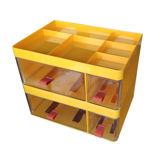 

Drawer-Type Desktop Storage Box Divided Multi-Layer Jewelry Box, Specifications： 2 Layer (Yellow Translucent)