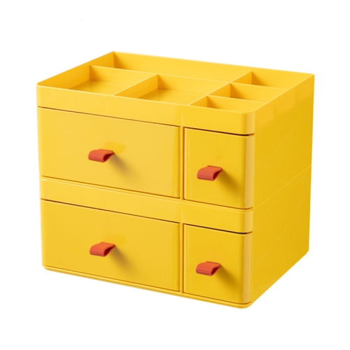 

Drawer-Type Desktop Storage Box Divided Multi-Layer Jewelry Box, Specifications： 2 Layer (Yellow)