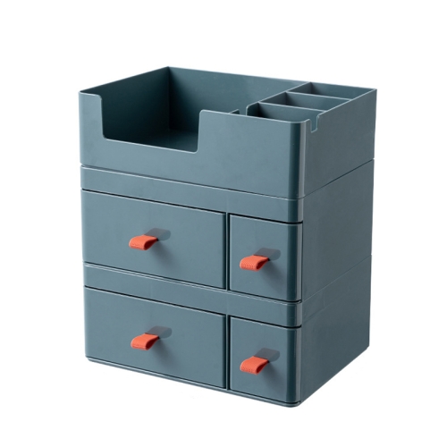 

Drawer-Type Desktop Storage Box Divided Multi-Layer Jewelry Box, Specifications： 2 Layer + Cover (Green)