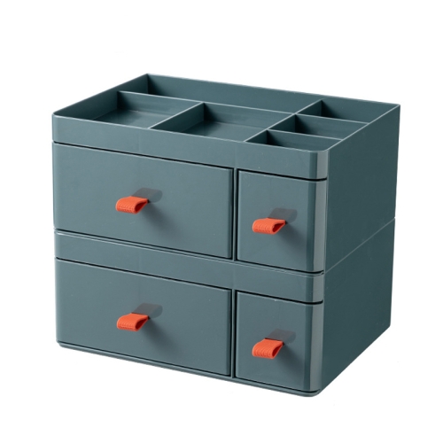 

Drawer-Type Desktop Storage Box Divided Multi-Layer Jewelry Box, Specifications： 2 Layer (Green)