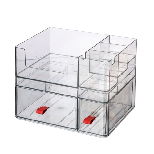 

Drawer-Type Desktop Storage Box Divided Multi-Layer Jewelry Box, Specifications： 1 Layer + Cover (Translucent)