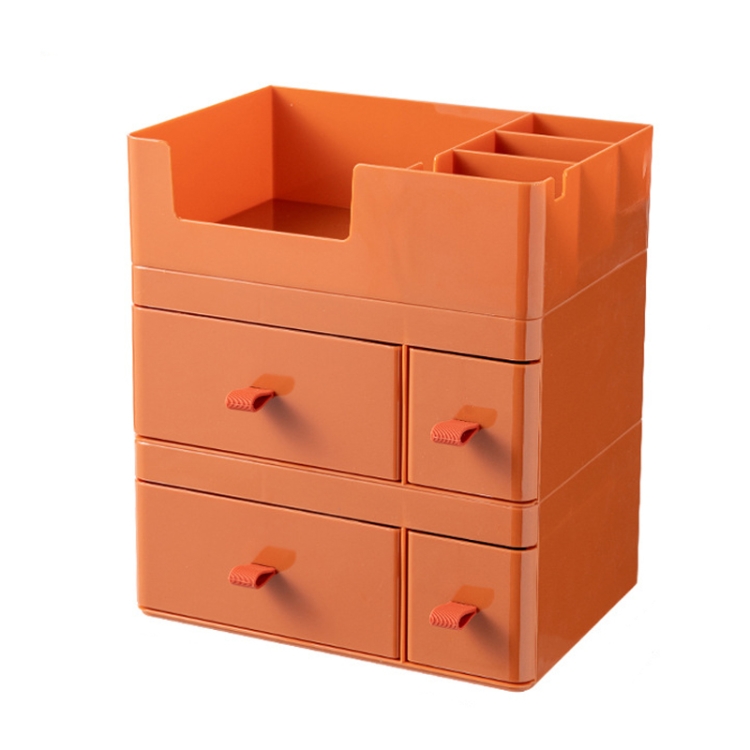 

Drawer-Type Desktop Storage Box Divided Multi-Layer Jewelry Box, Specifications： 2 Layer + Cover (Orange)