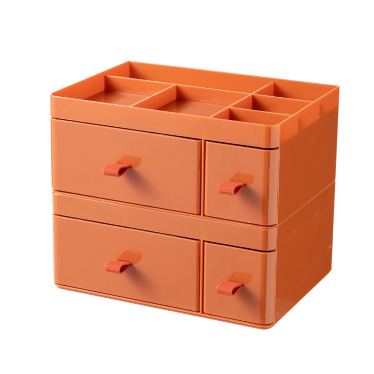

Drawer-Type Desktop Storage Box Divided Multi-Layer Jewelry Box, Specifications： 2 Layer (Orange)