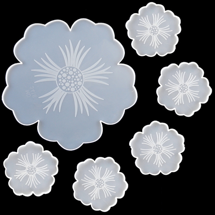

Silicone Flower Cup Pad Mold Set Crystal DIY Mirror Petal Fruit Plate Drop Mold, Specification: 1 Big + 5 Small Flowers Set