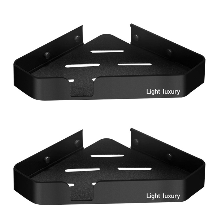 

Bathroom Triangle Basket Space Aluminum Shower Room Shelf Double Layer Black