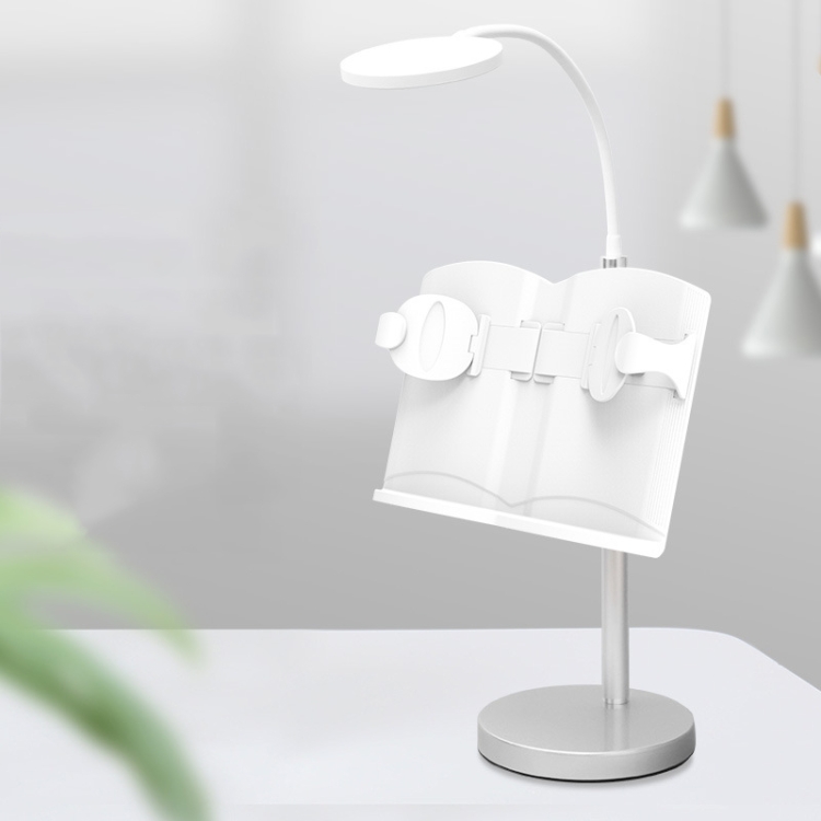 

Student Adult Liftable Reading Stand Mobile Phone Tablet Stand With Reading Lamp( White)