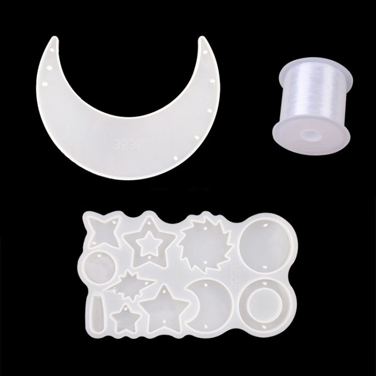 

DIY Windbell Epoxy Mold Moon Pendant Wind Bell Hanging Set Mold, Style: MD3535 + MD3536 + Fish Line