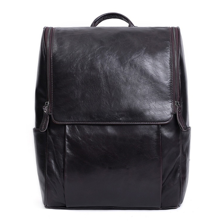 

6390 Fashion Casual Men Backpack Cowhide Leather Computer Bag(Brown)