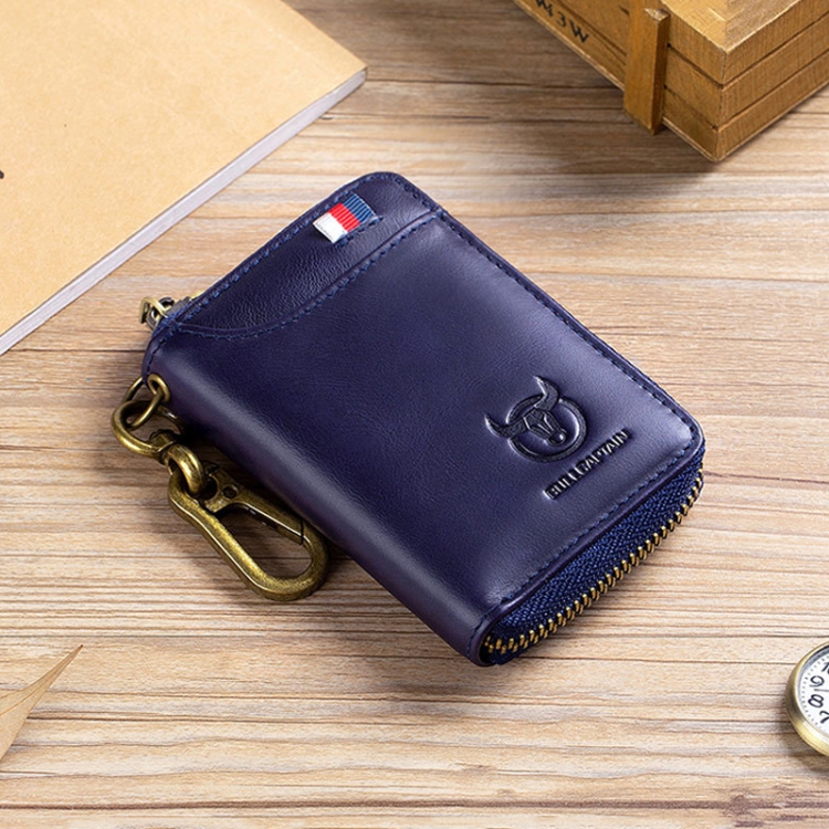 

BUFF CAPTAIN 474 Multifunctional Leather Coin Purse Man Hanging Waist Door Anti-Brush Key Bag, Colour: Blue