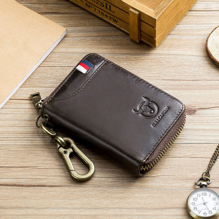 

BUFF CAPTAIN 474 Multifunctional Leather Coin Purse Man Hanging Waist Door Anti-Brush Key Bag, Colour: Brown