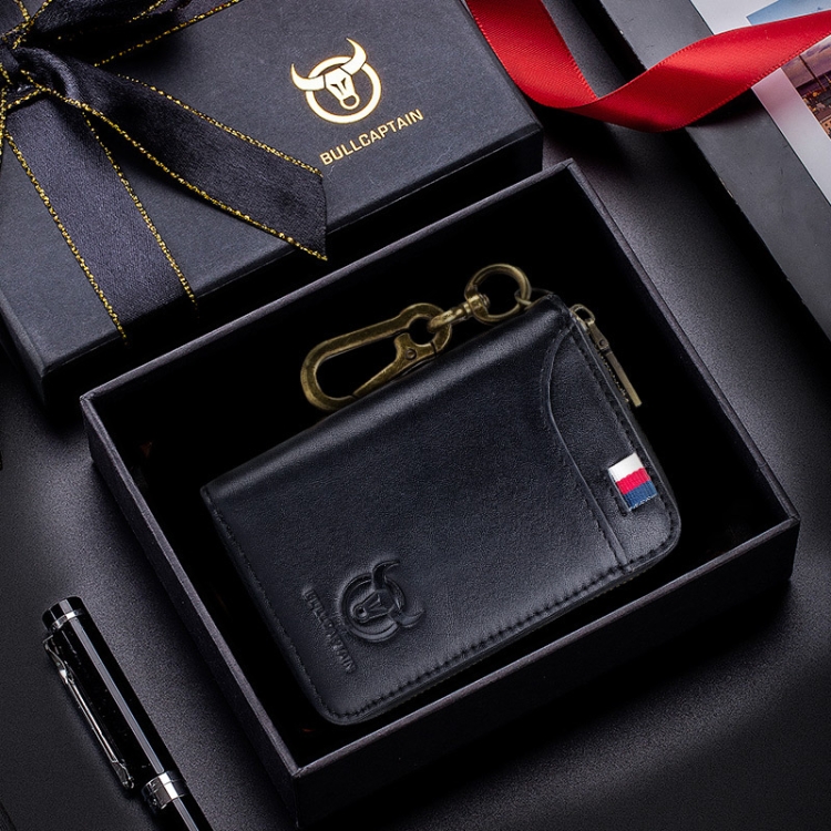 

BUFF CAPTAIN 474 Multifunctional Leather Coin Purse Man Hanging Waist Door Anti-Brush Key Bag, Colour: Black Gift Box