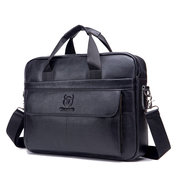 

BUFF CAPTAIN 046 Men Leather Briefcase First-Layer Cowhide Computer Handbag(Black)