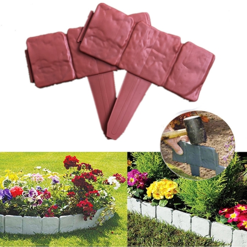 

10 PCS Imitation Stone Fence Garden Outdoor Gardening Lawn Plastic Isolation PP Fence Simple Splicable Fence(Orange )