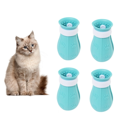 

2 Sets Multi-Function Washing Cat Foot Set Cat Taking Bath Cutting Nail Anti-Grasping Silicone Shoes(Second Generation Blue)