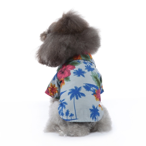 

2 PCS Pet Beach Shirt Dog Print Spring And Summer Clothes, Size: M(Sea Blue)