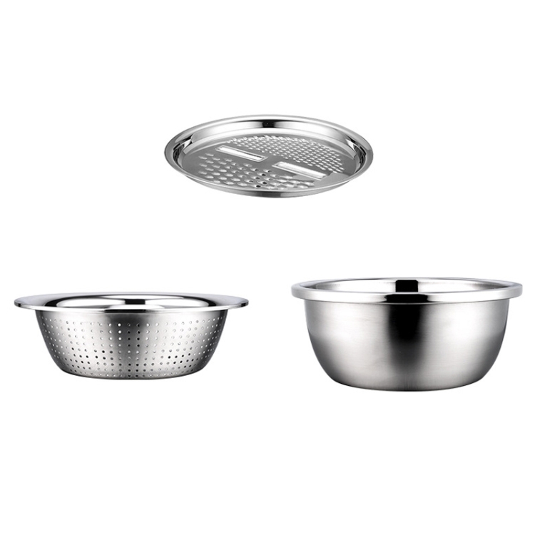 

3 in 1 Stainless Steel Multifunctional Grater Kitchen Draining And Washing Basin Set(28cm)