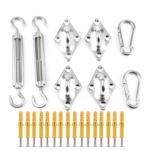 

24 PCS / Set Outdoor Rectangle Shade Sail 304 Stainless Steel Accessories Outdoor Shade Flower Basket Screws Diamond Door Buckle