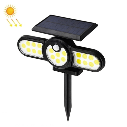 

140 COB TG-TY080 3-Heads Rotatable Solar Wall Light Outdoor Waterproof Human Body Induction Garden Lawn Lamp