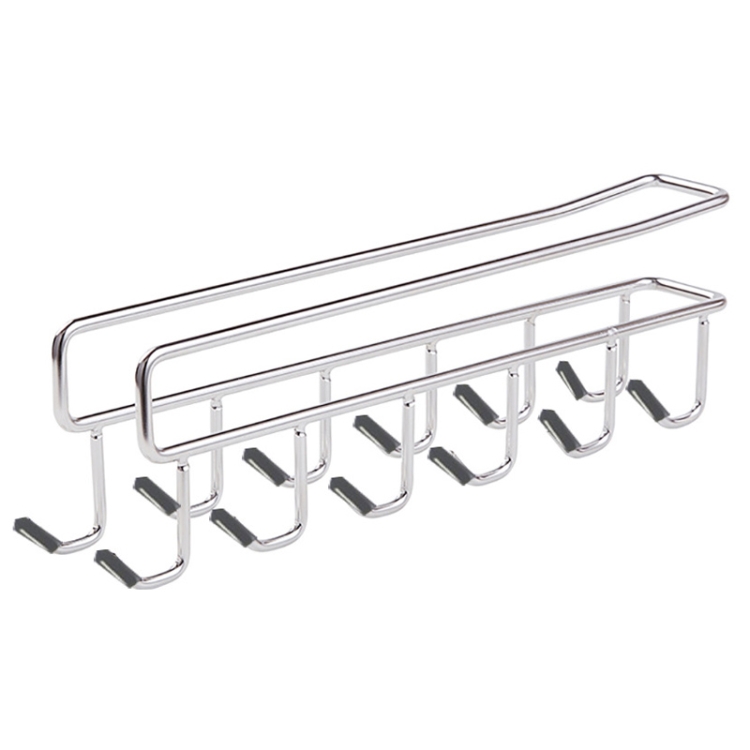 

Stainless Steel Cabinets Under Hook Nail-Free Clip-On Hook For Wardrobe Mezzanine(Silver)