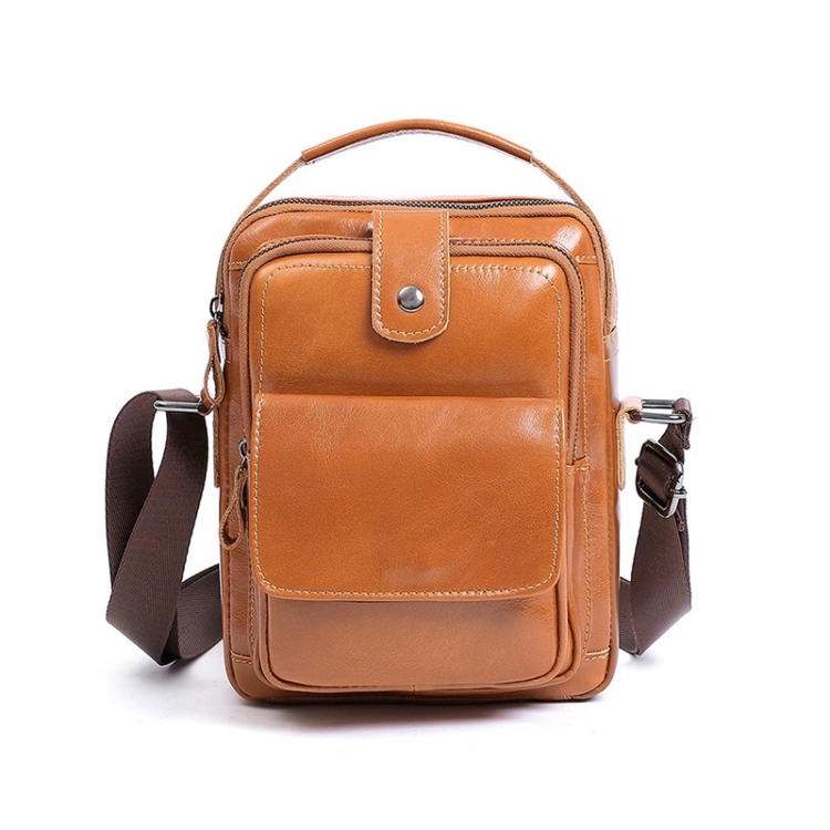 

6509 Men Cowhide Multifunctional One-Shoulder Messenger Bag(Brown)