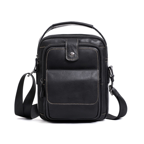 

6509 Men Cowhide Multifunctional One-Shoulder Messenger Bag(Black)