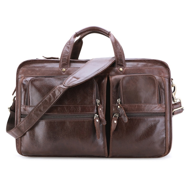

6489 Business Laptop Bag Men Large Capacity Diagonal Briefcase(Oil Coffee)