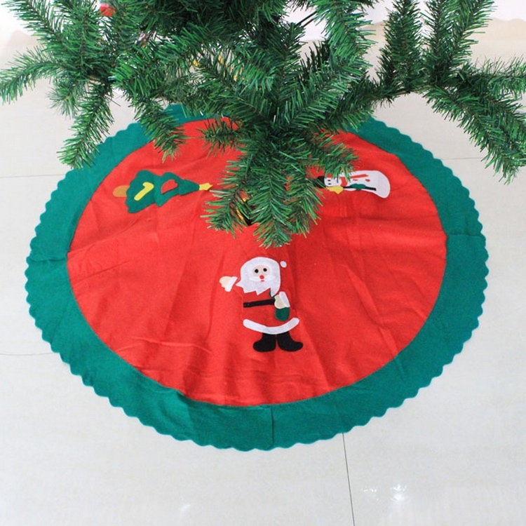 

2 PCS 90cm Wavy Green Edge Christmas Tree Skirt Non-Woven Christmas Festival Decoration(Single Pattern, Pattern Random Delivery)