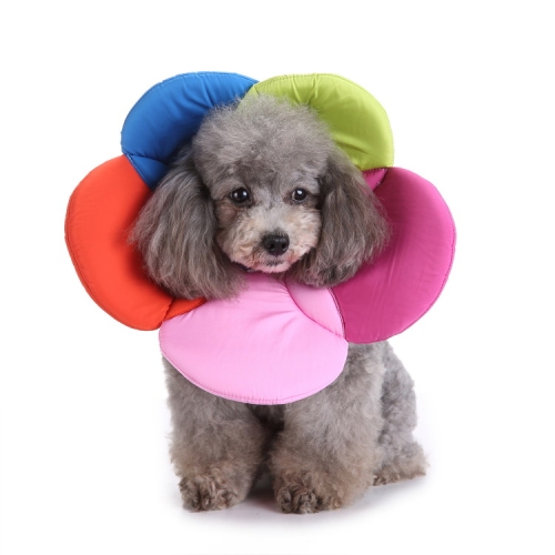 

Pet Protection Collar Dog Flower Protection Collar, Specification: L(Rainbow)