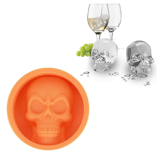 

Kitchen Ice Box Food Grade Silicone Skull Ice Lattice Creative Whiskey Ice Ball Ice Mould(Orange)