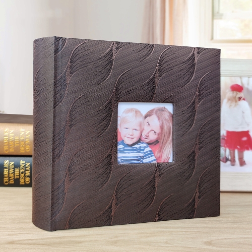 

4R 6 Inch 200 Sheets Cloth Photo Album Baby Growth Memorial Album Interstitial Album(Black-brown)