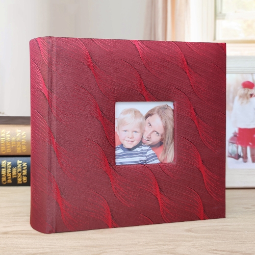 

4R 6 Inch 200 Sheets Cloth Photo Album Baby Growth Memorial Album Interstitial Album(Red Wine)