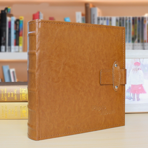 

5R 7 Inch 200 Sheets PU Leather Photo Album Interstitial Photo Album Postcard Storage Book(Brown)