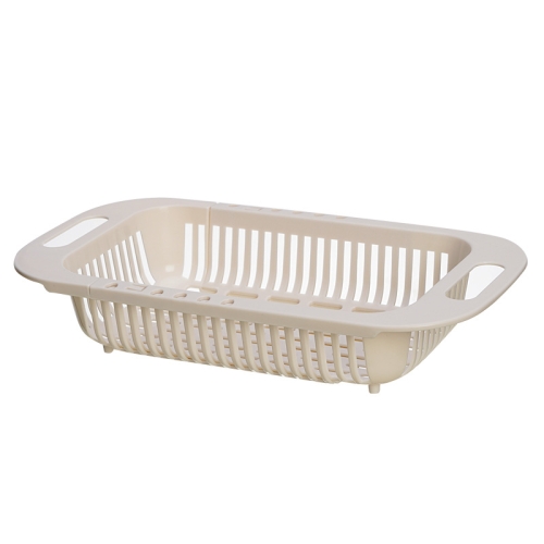 

2 PCS 8222 Flexible Kitchen Sink Shelf Vegetable Fruit Drain Basket(Cream Color)