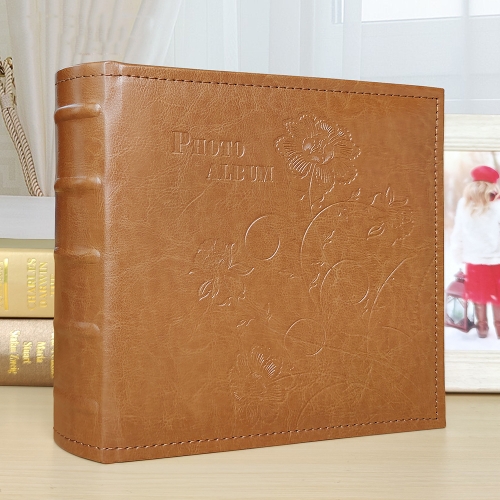 

6 Inch 200 Sheets Leather Photo Album Retro Insert Album(Brown)