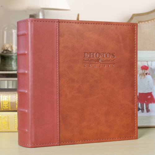 

5R 7 Inch 200 Sheets Leather Photo Album Paper Core Insert Album(Jujube Red)