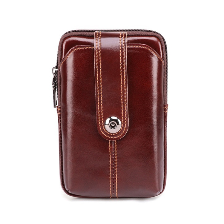 

6443 Men Casual Outdoor Sports Belt Hanging Mobile Phone Waist Bag(Red Brown)