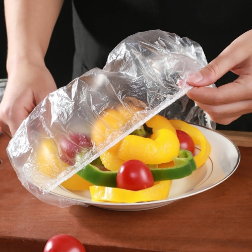 

5 Packs Disposable Plastic Wrap With Elastic Mouth Vegetable Cover PE Cling Film, Specification: 100PCS/Pack