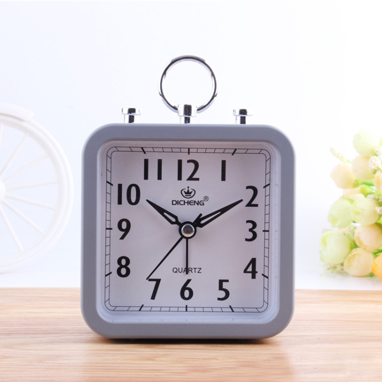 

2 PCS Candy Color Office Home Student Square Alarm Clock(Grey)