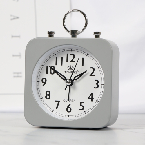 

2 PCS Lazy Silent Small Alarm Clock Office Home Desktop Clock(Grey)