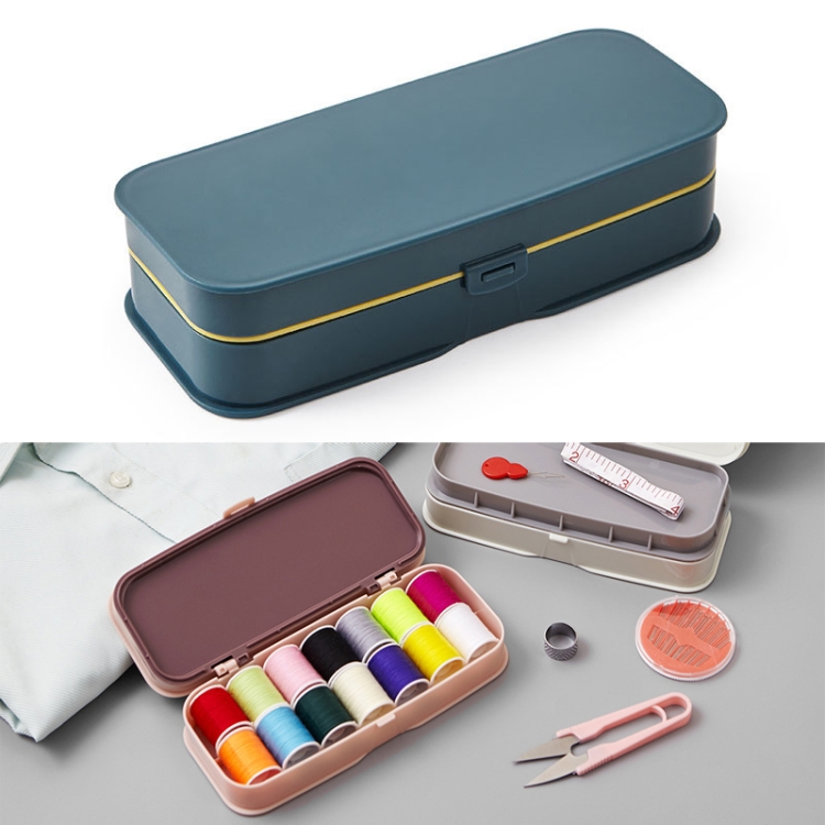 

2 PCS Household Needle Box Set Sewing Kit Storage Box(Navy Blue)