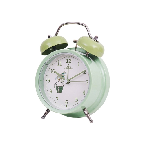 

Student Cute Style Bell Alarm Clock Bedside Mute Clock With Light Specification： Y34 3 Inch (Green)