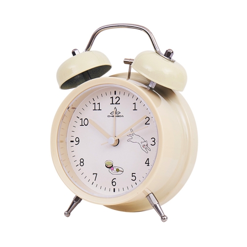 

Student Cute Style Bell Alarm Clock Bedside Mute Clock With Light Specification： Y36 4 Inch (Beige)