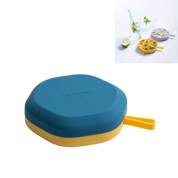

DIY Creative Hexagonal Ice Cube Mold Storage Box DIY Homemade Ice Tray(Yellow Blue)