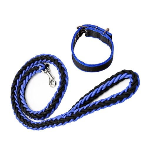 

Dog Leash Braided Belt Pet Explosion-Proof Leash, Size: M(Collar Blue+Black)