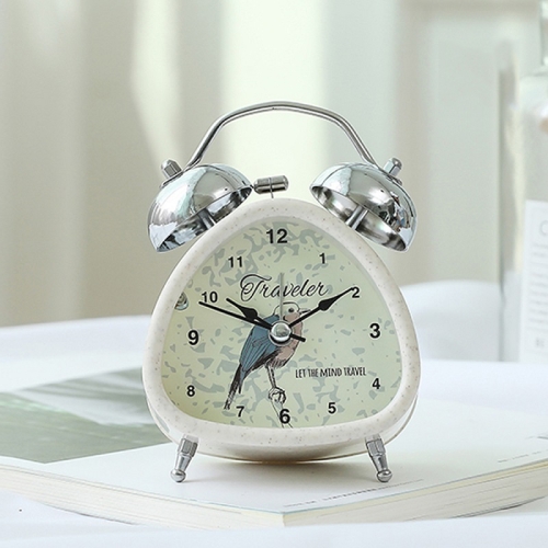

Student Cute Bedside Night Light Mute Ringing Alarm Clock, Colour: Triangle (Beige)