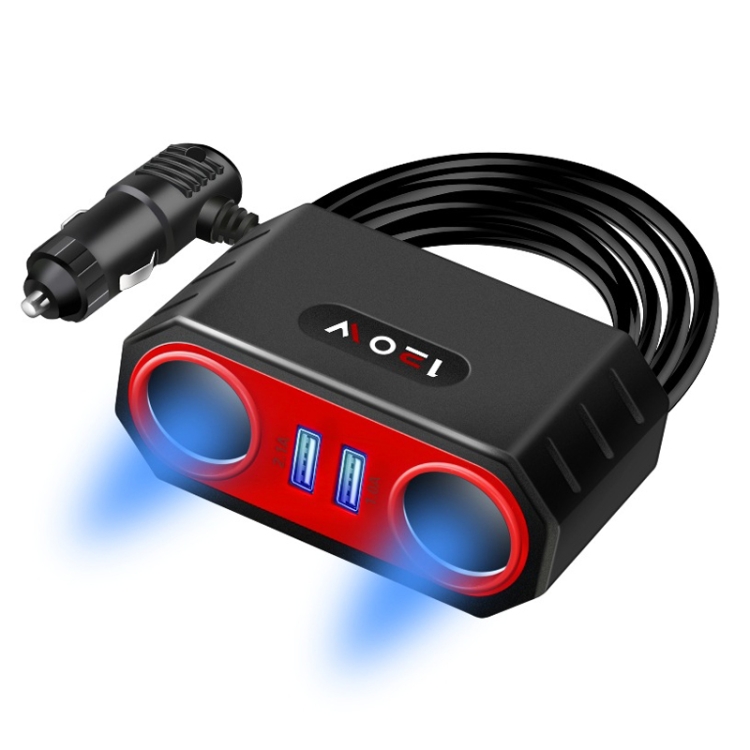 

2 PCS Car Cigarette Lighter 1 In 2 Auto Multi-Function Mobile Phone Charger