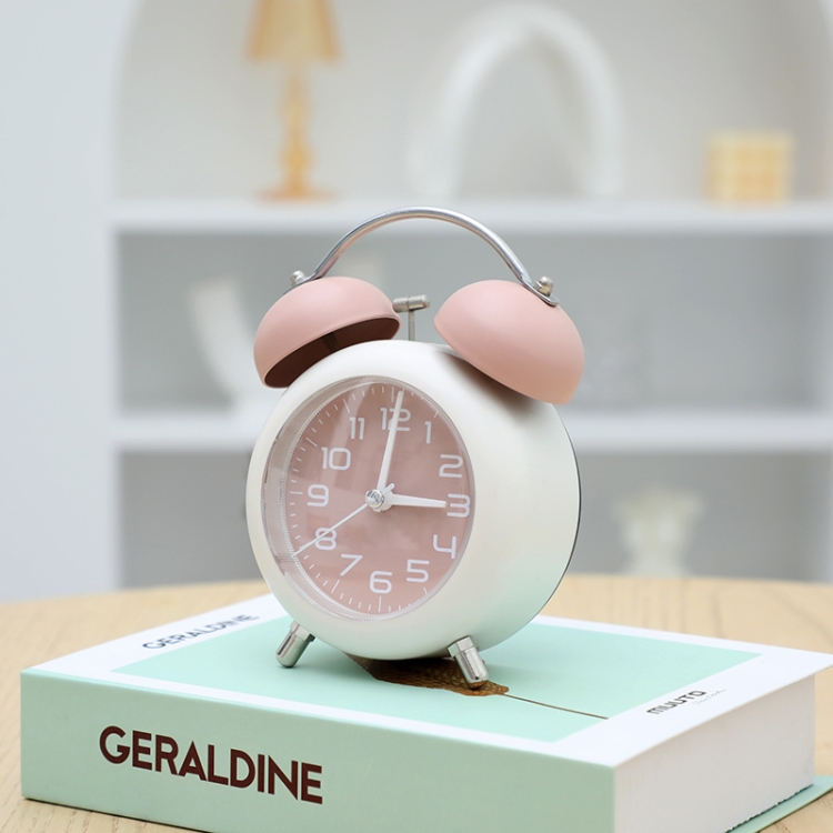 

Bedroom Desktop Metal Digital Mechanical Alarm Clock Living Room Silent Clock With Night Light(Pink)