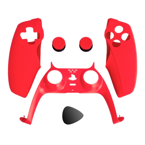 

TP5-1529 Game Wireless Handle Split Silicone Sleeve + PC Decorative Strip + 2 Rocker Protective Cap For PS5(Red)