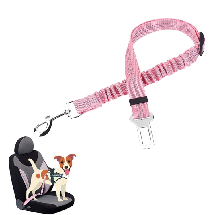 

4 PCS Pet Car Seat Belt Telescopic Reflective Safety Rope(Pink)